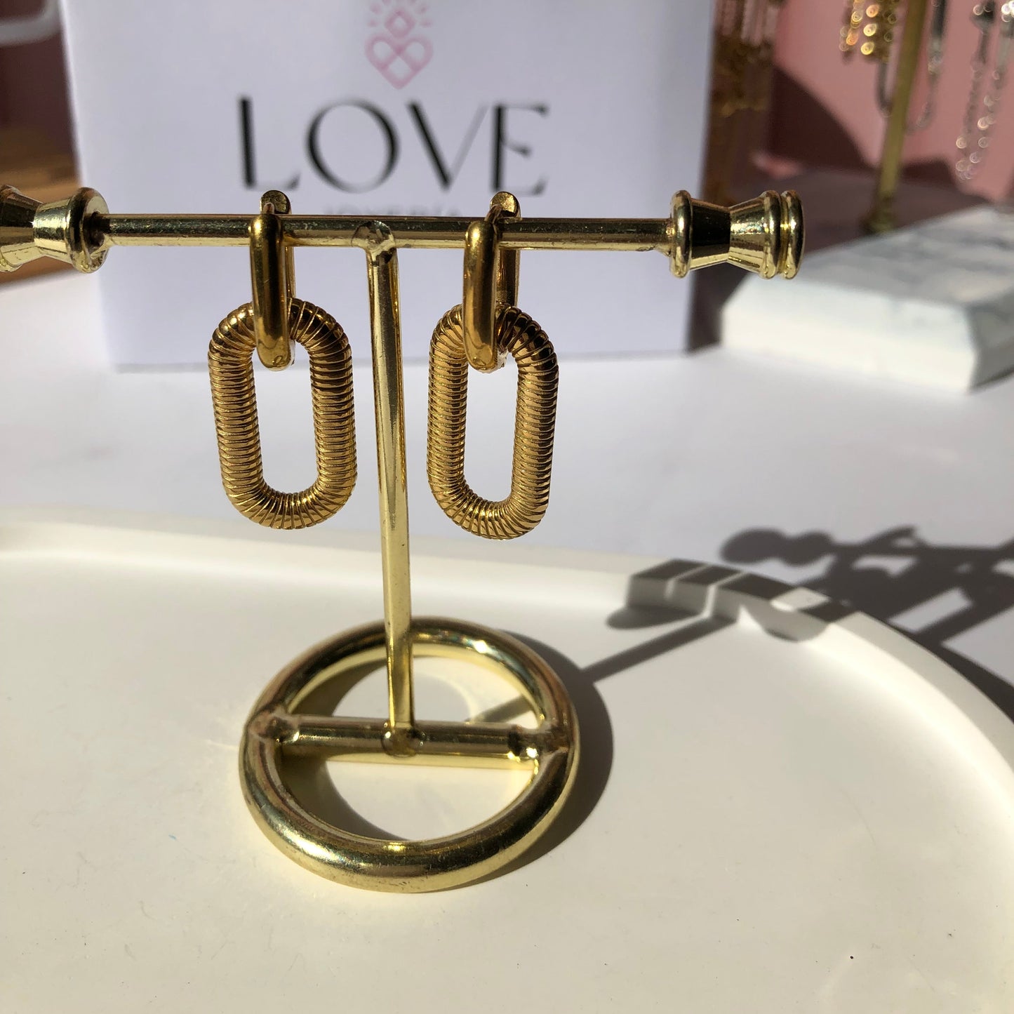 Aretes 2 en 1 dorados