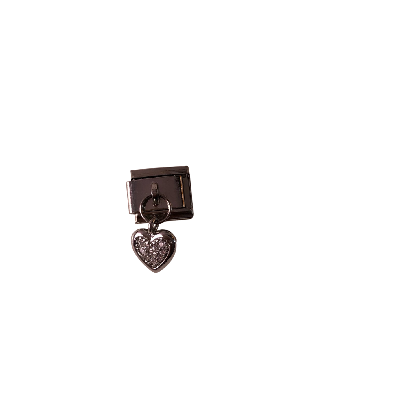 Charm corazón plateado con zirconias
