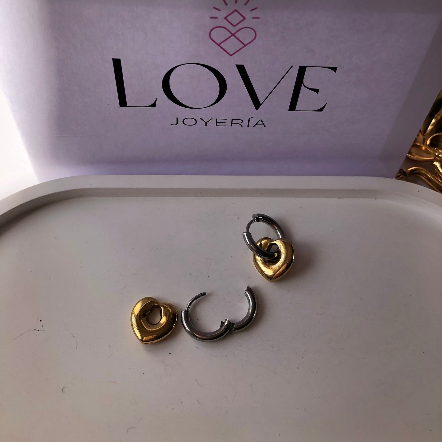 Aretes 2 en 1 bicolor