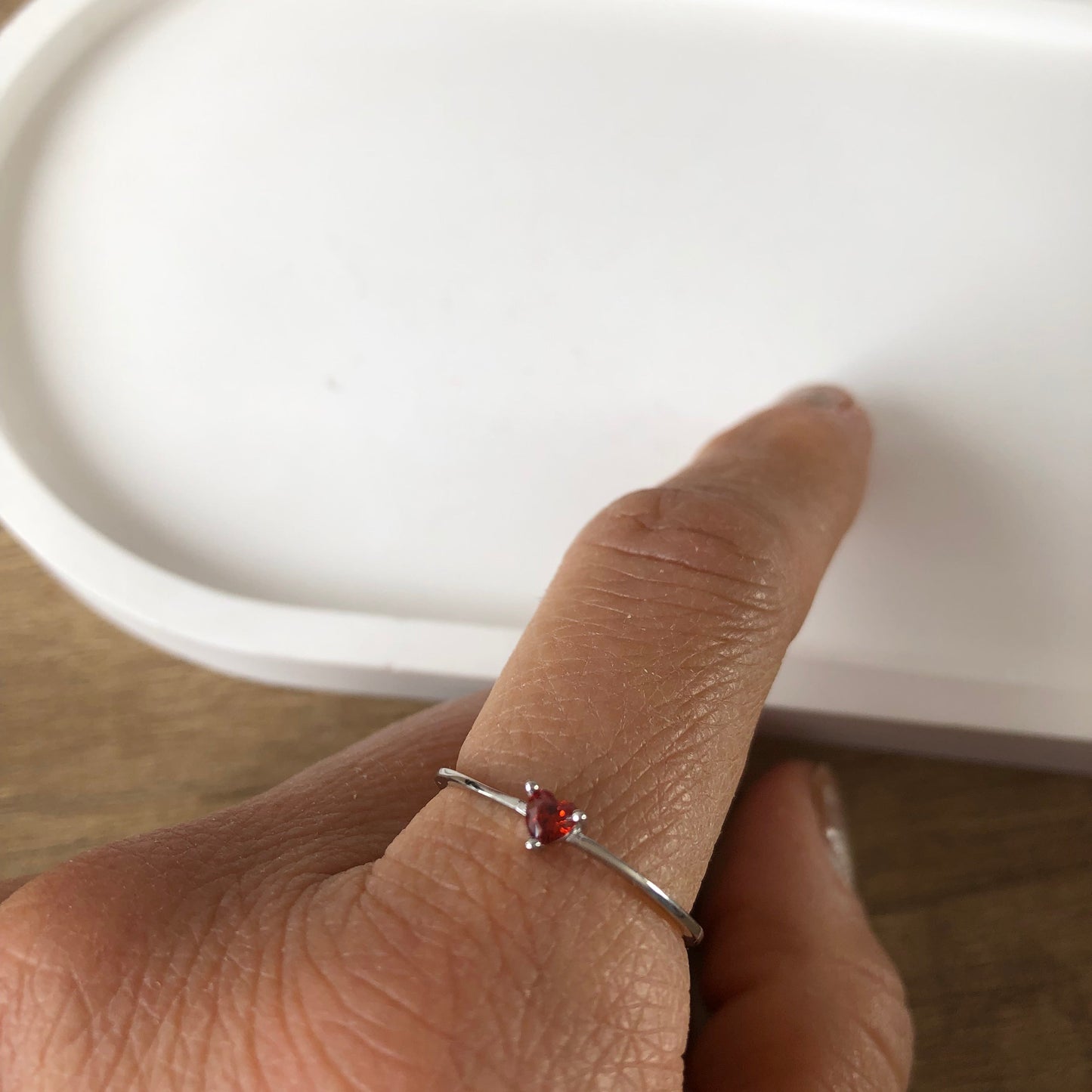 Anillo corazón rojo mini plata .925