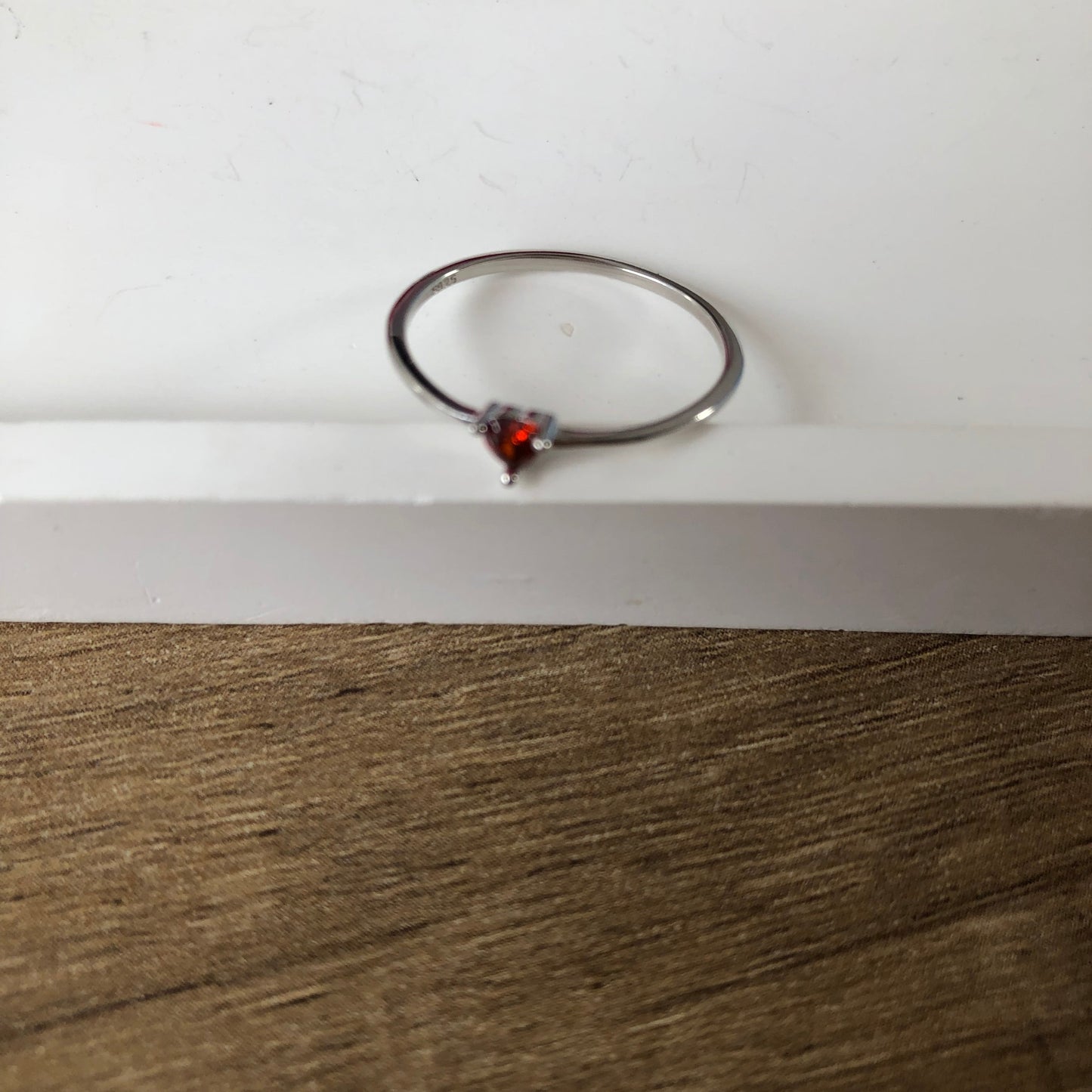 Anillo corazón rojo mini plata .925