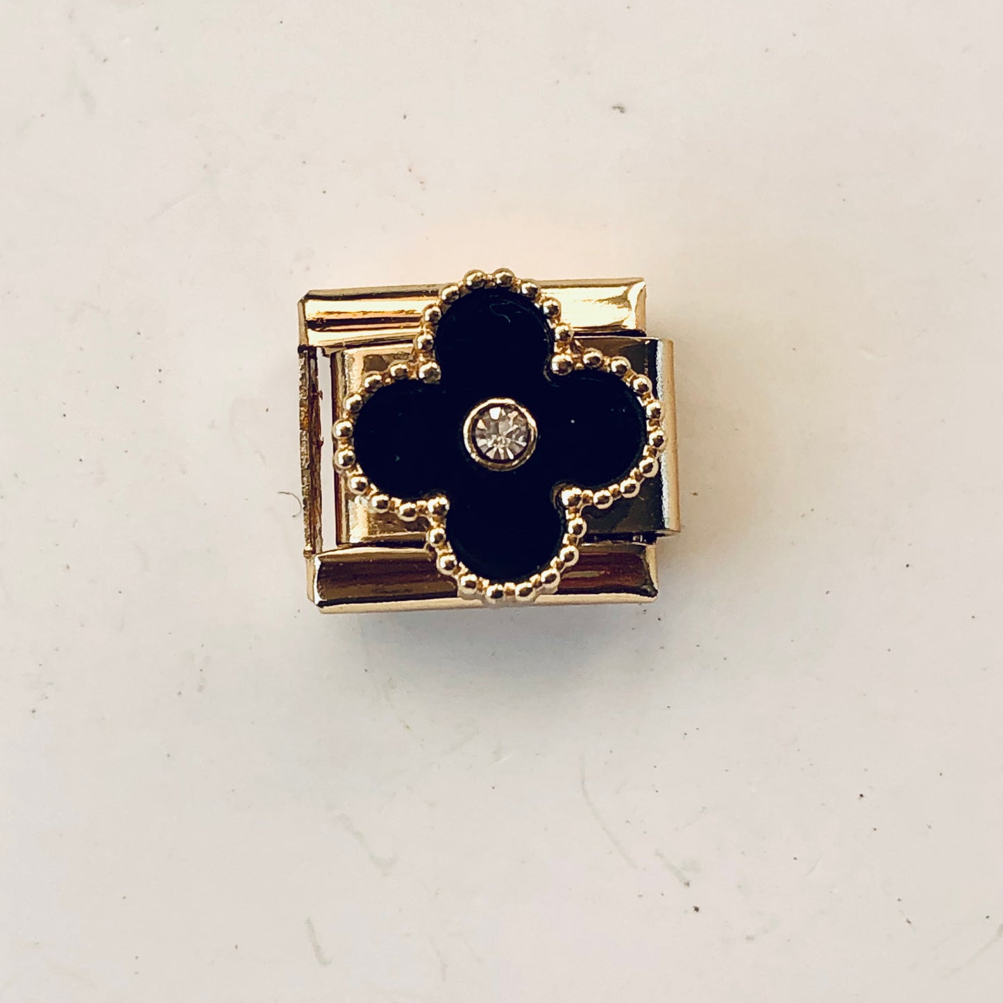 Charm pulsera italiana trébol negro