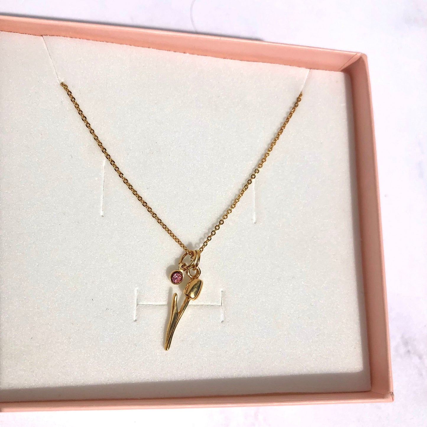Collar tulipán con zirconia