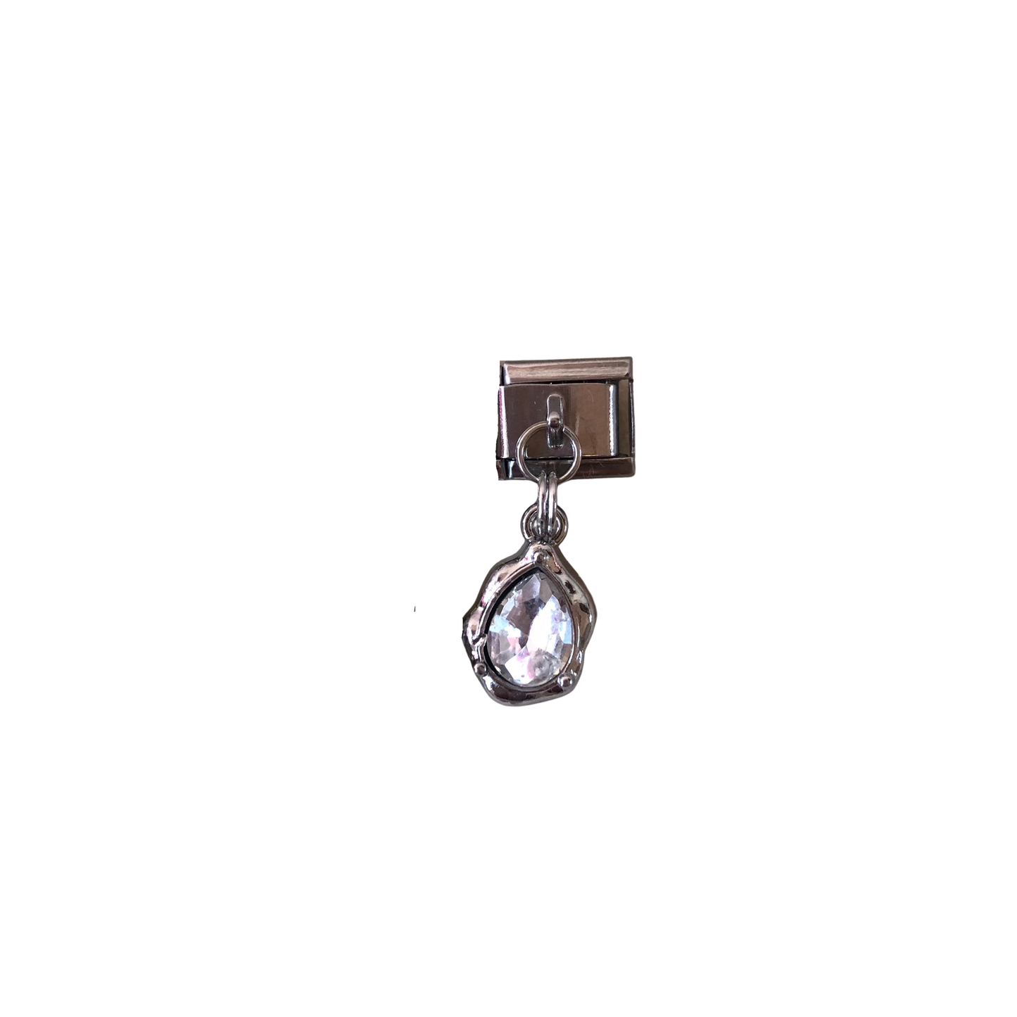 Charm plateado gota blanca 1 pieza