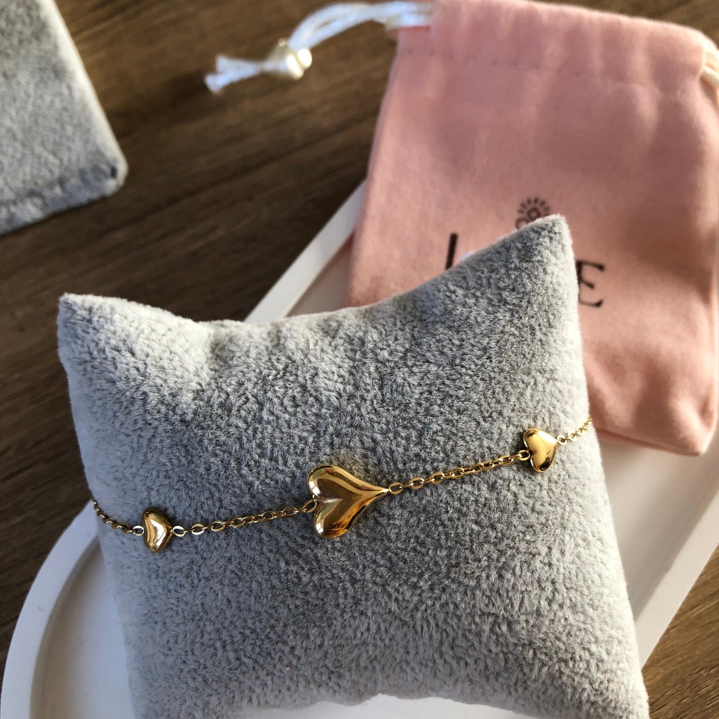 Pulsera corazones acero inoxidable