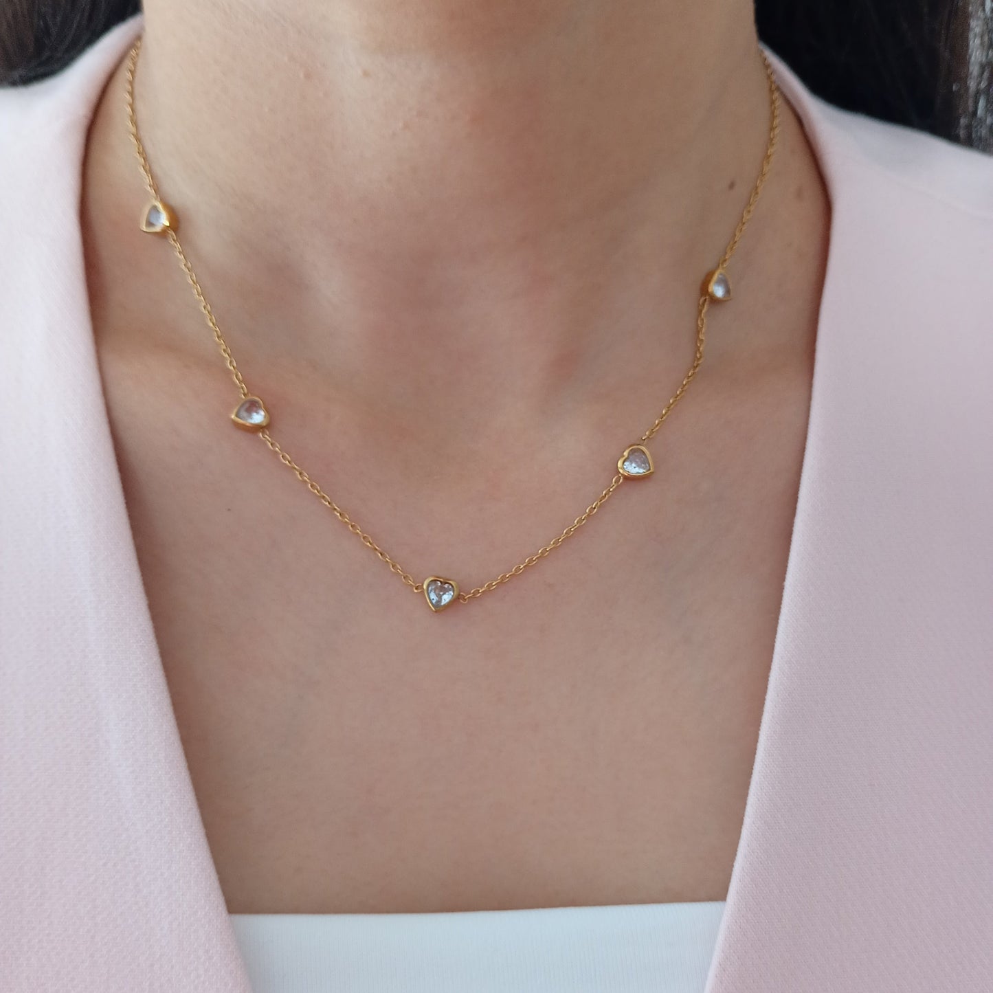 Collar 5 corazones mini