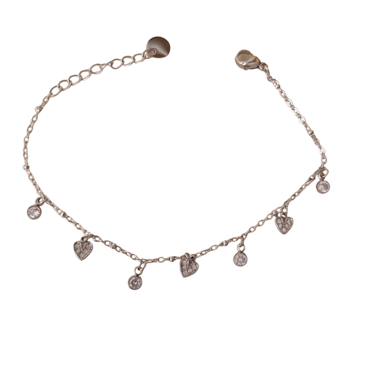 Pulsera dijes corazones y piedras
