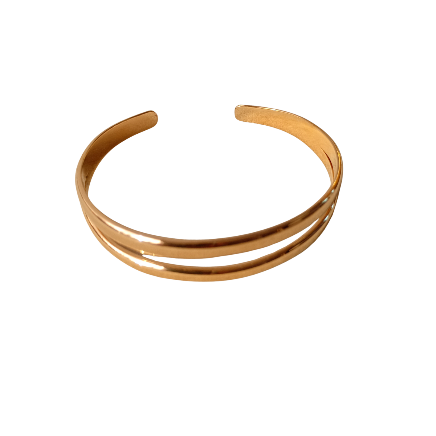 Pulsera doble acero dorada rígida