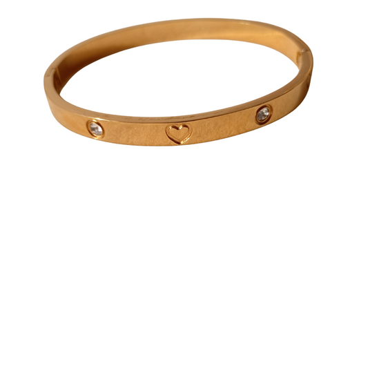 Pulsera acero rígida corazones