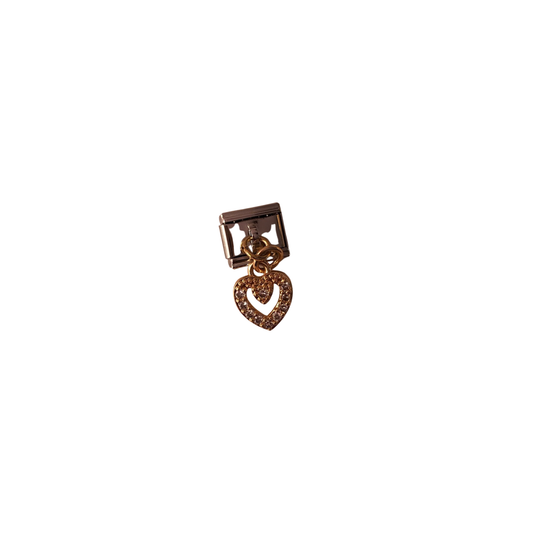 Charm corazon dorado con zirconias