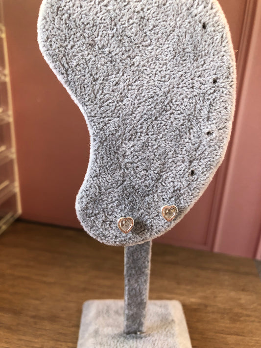 Aretes plata .925 corazón blanco