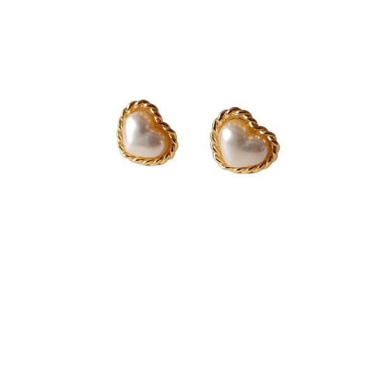 Aretes corazón con perla