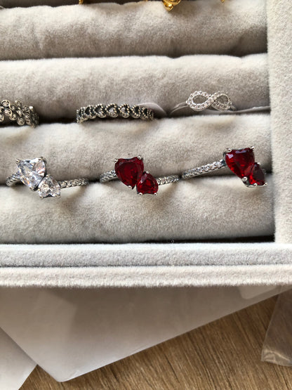 Anillo rojo 2 corazones