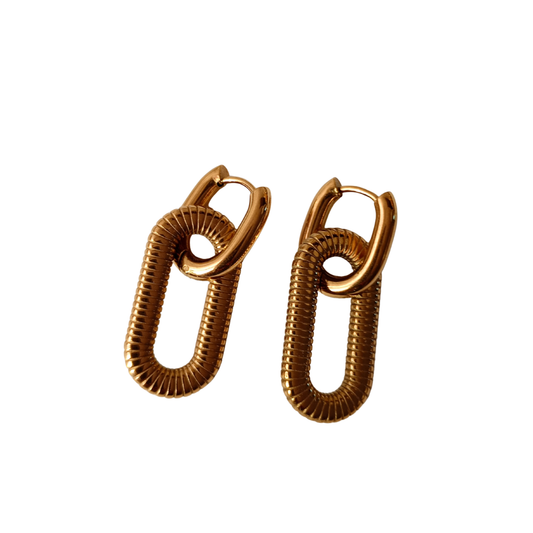 Aretes 2 en 1 dorados