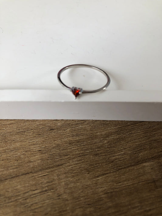 Anillo corazón rojo mini plata .925