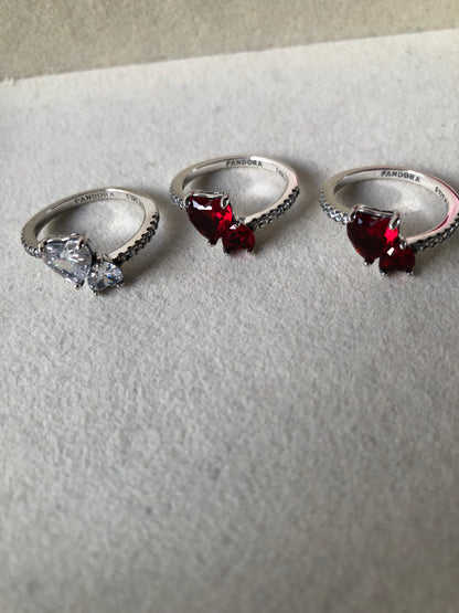 Anillo rojo 2 corazones