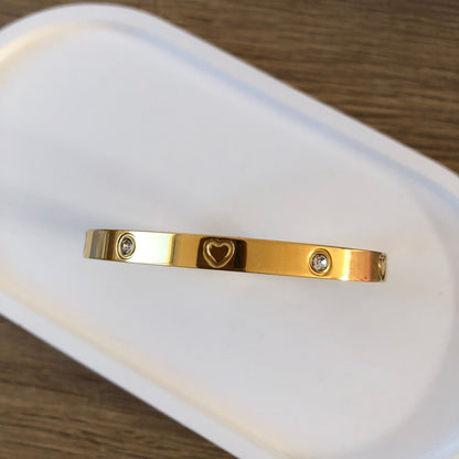 Pulsera acero rígida corazones