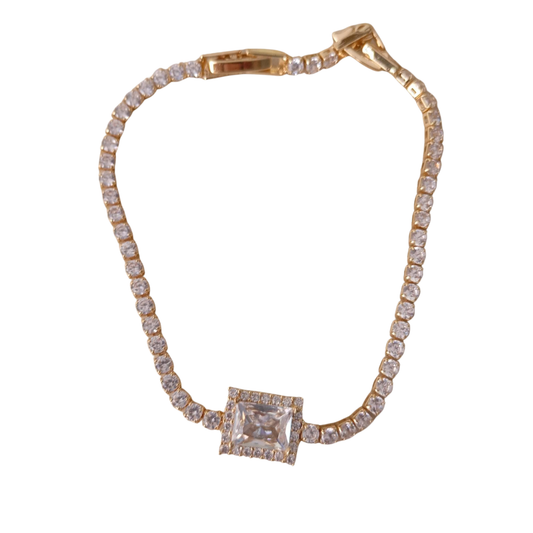 Pulsera cuadrado blanco dorada y plateada