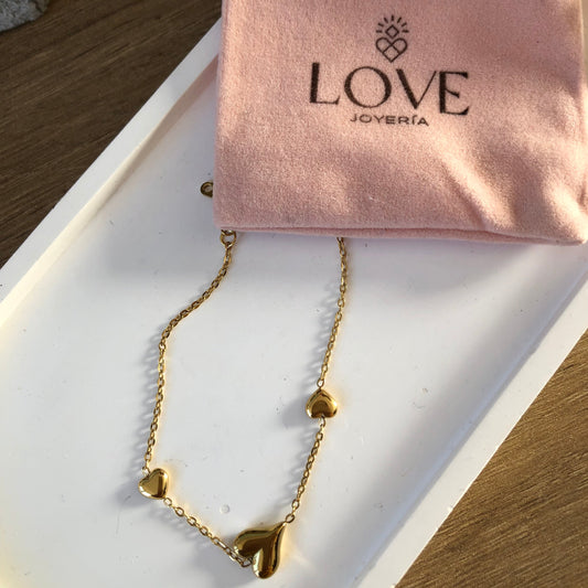 Pulsera corazones acero inoxidable