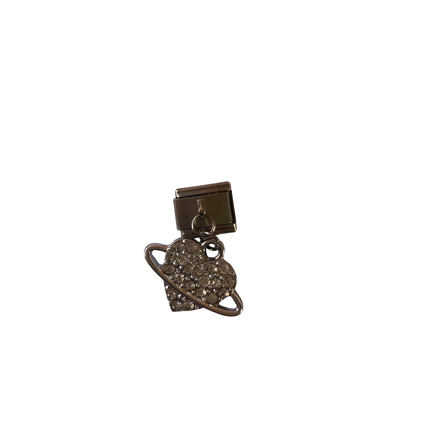 Charm plateado corazón con brillos