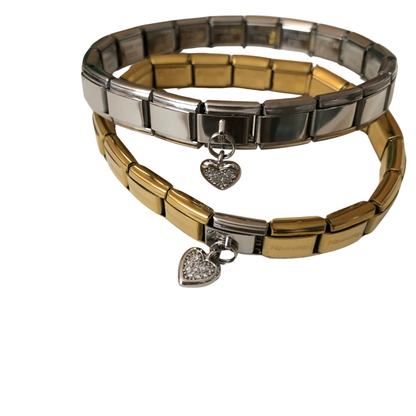 Duo de pulseras italianas con charm de corazón ♥️