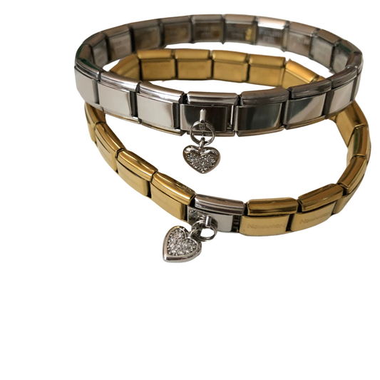 Duo de pulseras italianas con charm de corazón ♥️