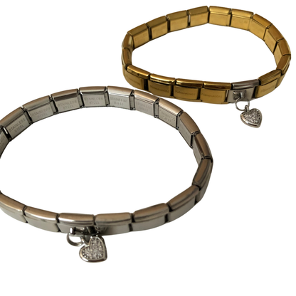 Duo de pulseras italianas con charm de corazón ♥️