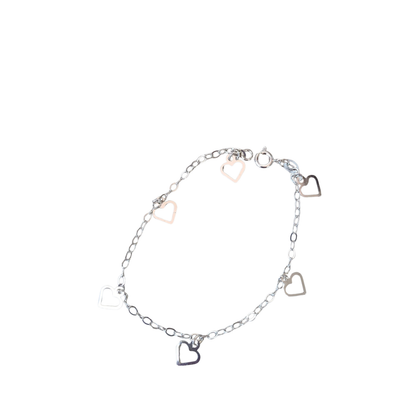 Pulsera corazones plata .925