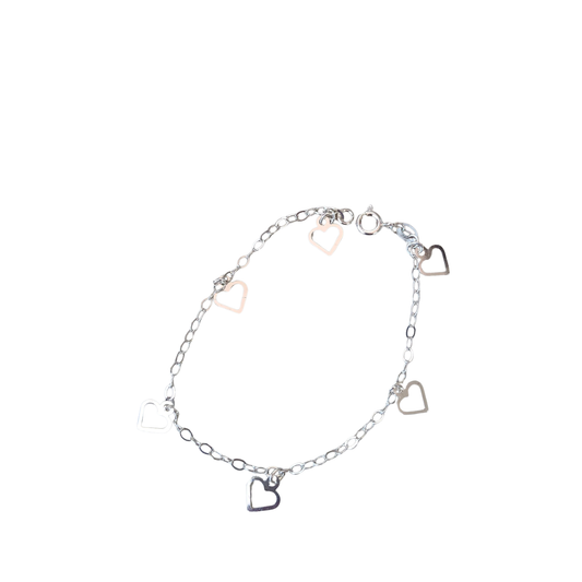 Pulsera corazones plata .925
