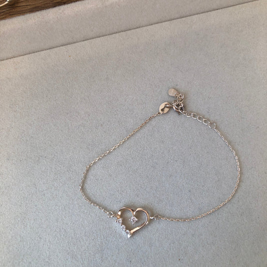 Pulsera plata .925 corazón