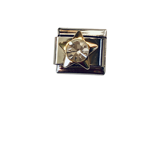 Charm para pulsera italiana Estrella con piedra blanca