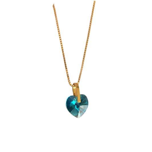 Collar Corazón Cistal Verde