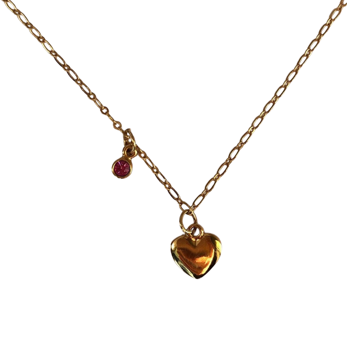 Collar Corazón con Zirconia Rosa