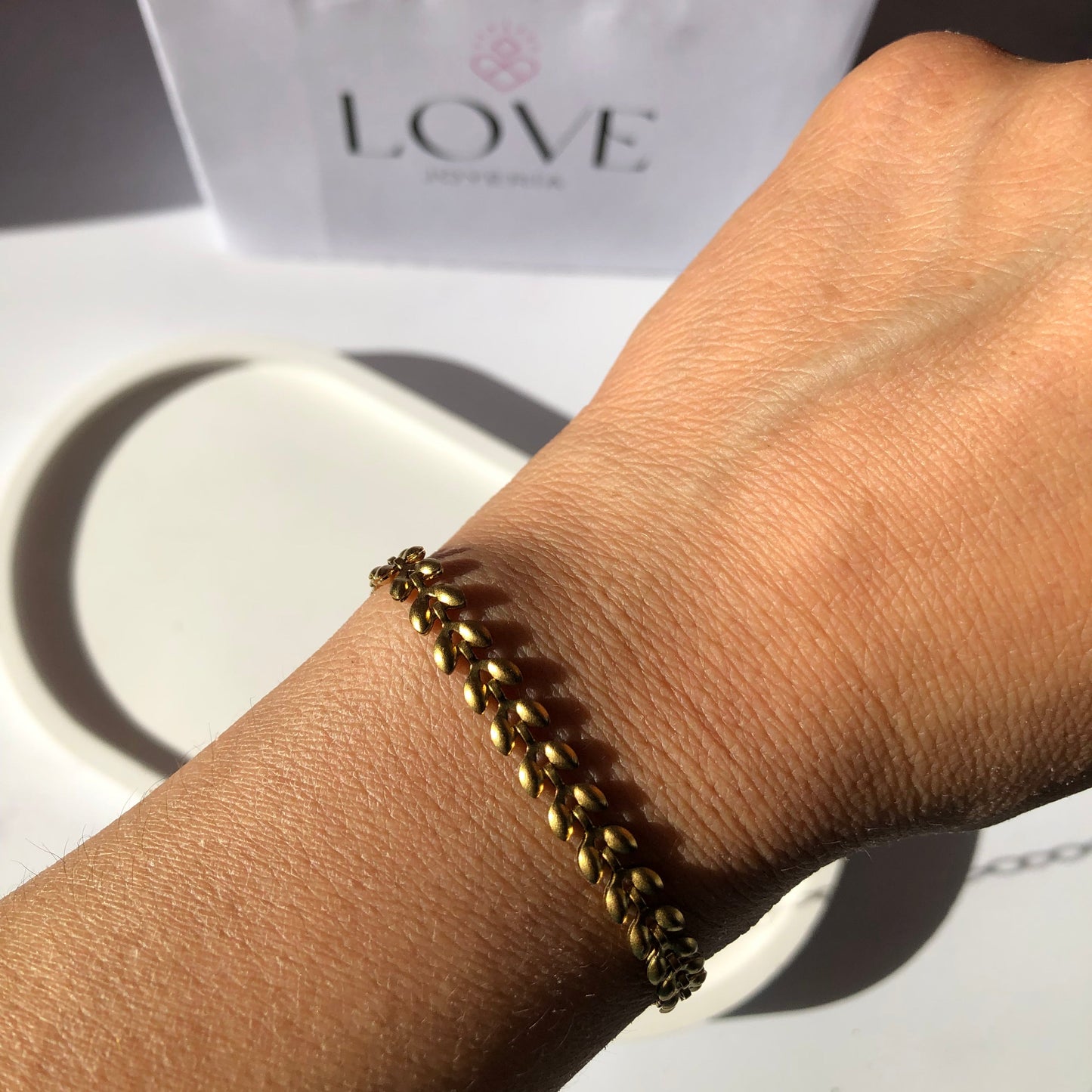 Pulsera espiga acero dorado y plateado