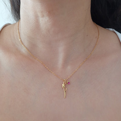 Collar tulipán con zirconia