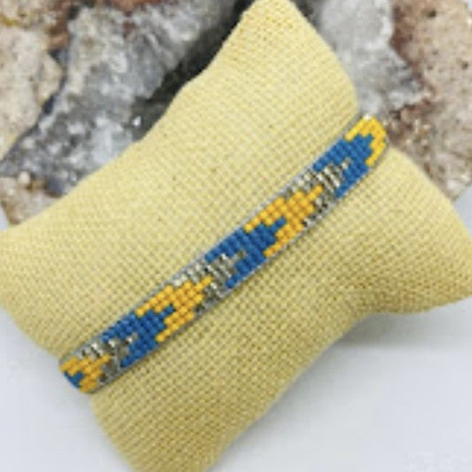 Pulsera Miyuki Azul con amarillo y gris