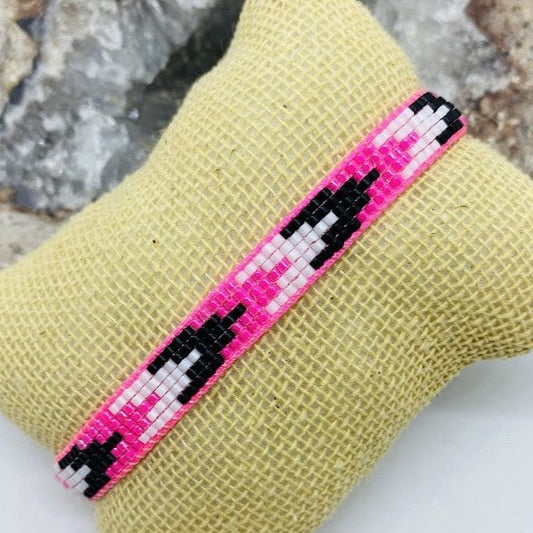 Pulsera Miyuki Fucsia con Blanco