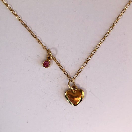 Collar Corazón con Zirconia Rosa